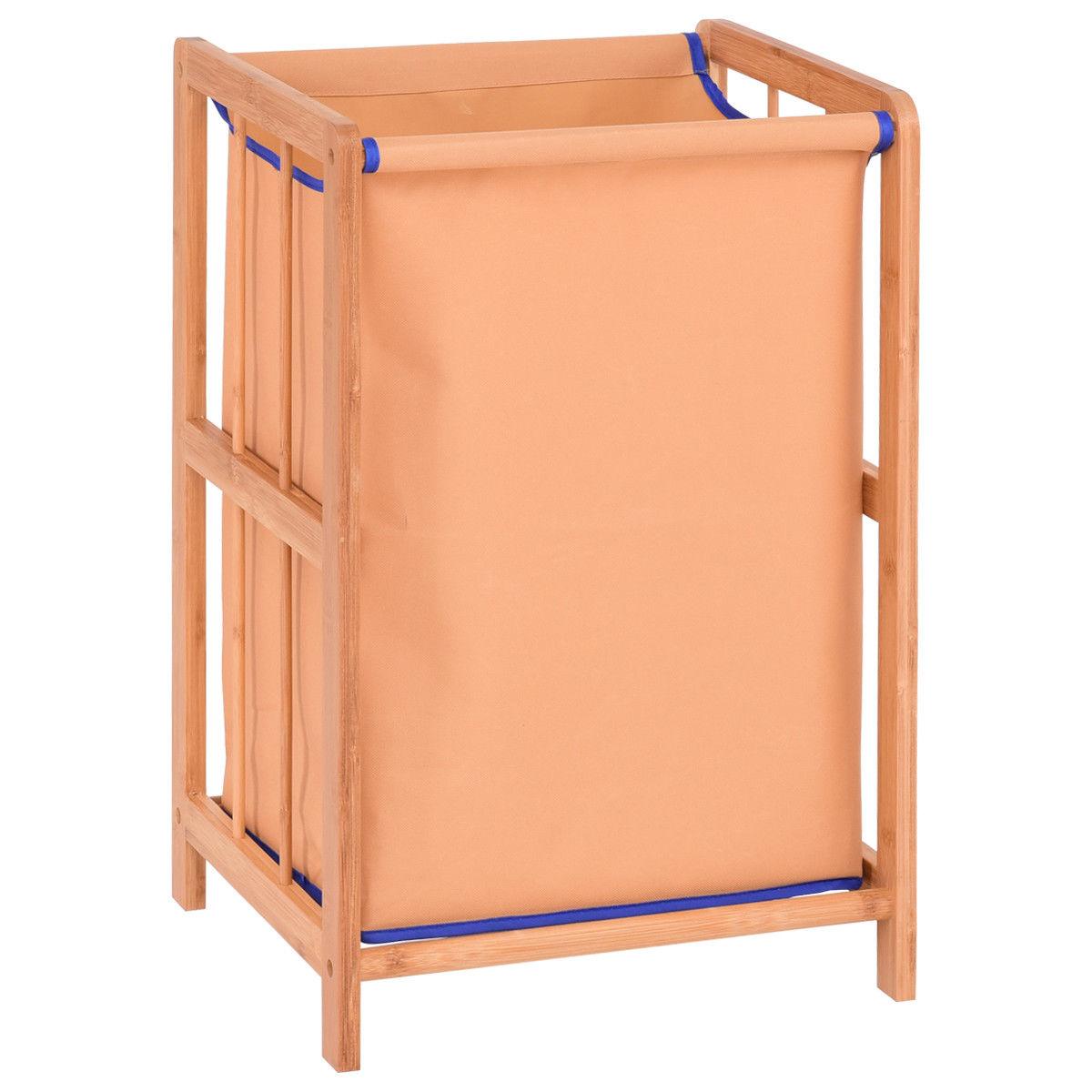 Bamboo Frame Laundry Hamper Durable Cloth Bag Clothes Storage Basket Bin (1FW1)(1U67)