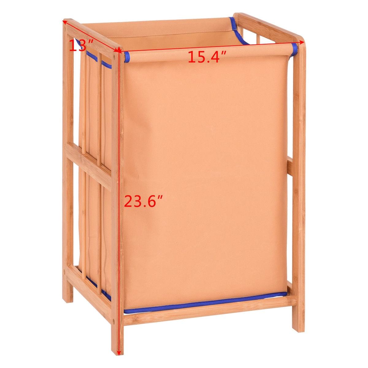 Bamboo Frame Laundry Hamper Durable Cloth Bag Clothes Storage Basket Bin (1FW1)(1U67)