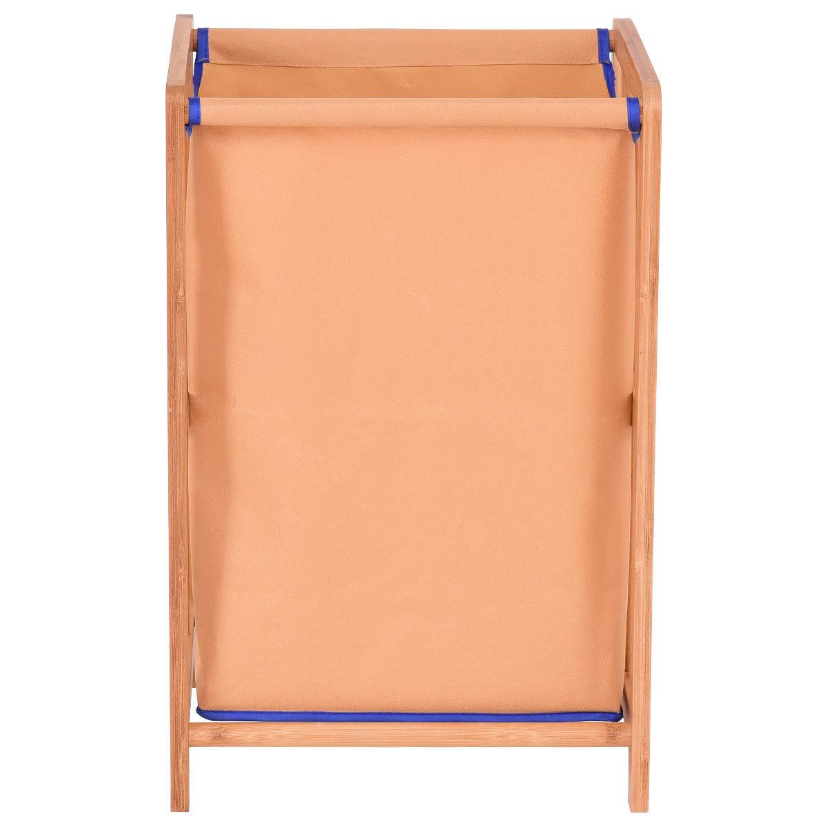 Bamboo Frame Laundry Hamper Durable Cloth Bag Clothes Storage Basket Bin (1FW1)(1U67)