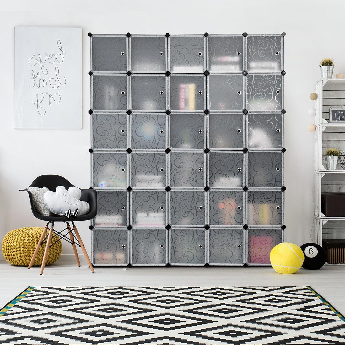 30 Cube Portable Closet Storage Organizer Clothes Wardrobe Cabinet W/Doors (FW4)(1U67)(F67)