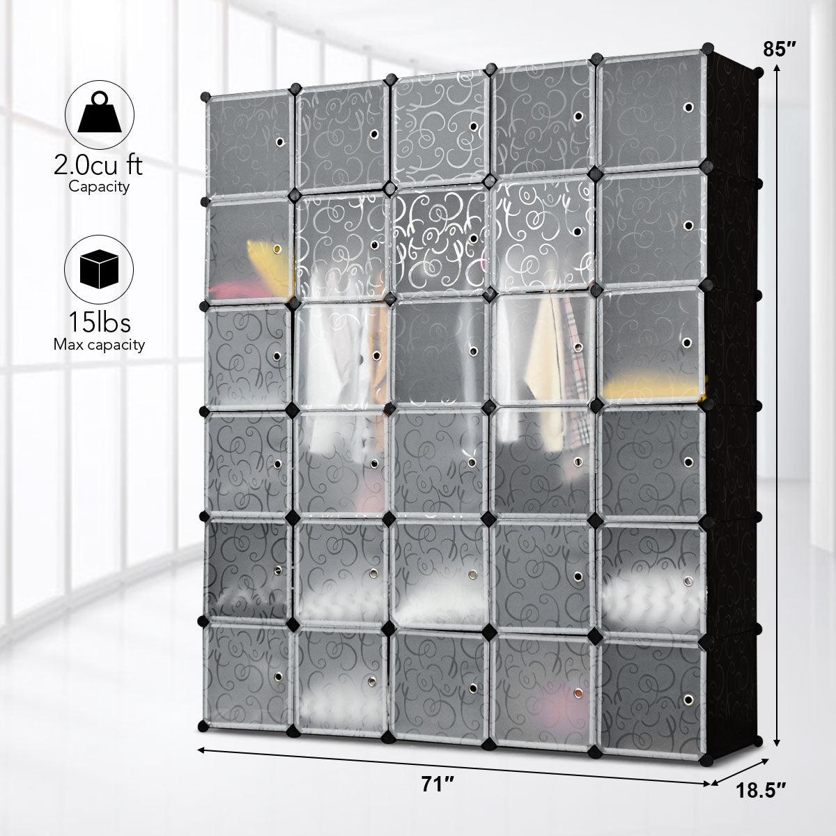 30 Cube Portable Closet Storage Organizer Clothes Wardrobe Cabinet W/Doors (FW4)(1U67)(F67)