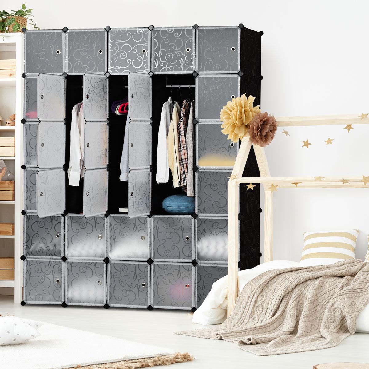 30 Cube Portable Closet Storage Organizer Clothes Wardrobe Cabinet W/Doors (FW4)(1U67)(F67)