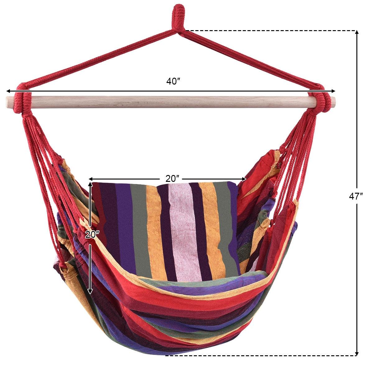 Hammock Rope Chair Patio Porch Yard Tree Hanging Air Swing Outdoor (Red) (D67)(FW2)(1U67)