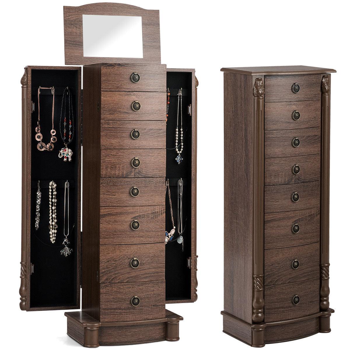 Great Jewelry Cabinet Chest Large Stand Organizer 7 Drawers Mirror (1FW1)(FW5)(1U67)(F67)