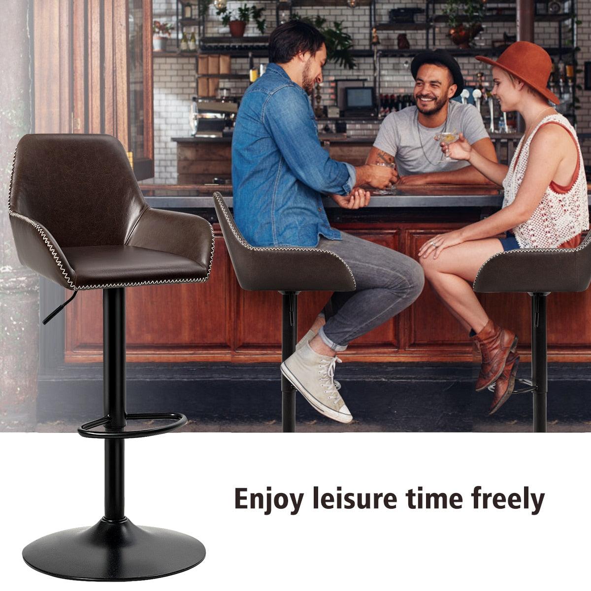Modern Retro Adjustable Swivel Bar Stool Upholstered Chair (FW2)(1U67)
