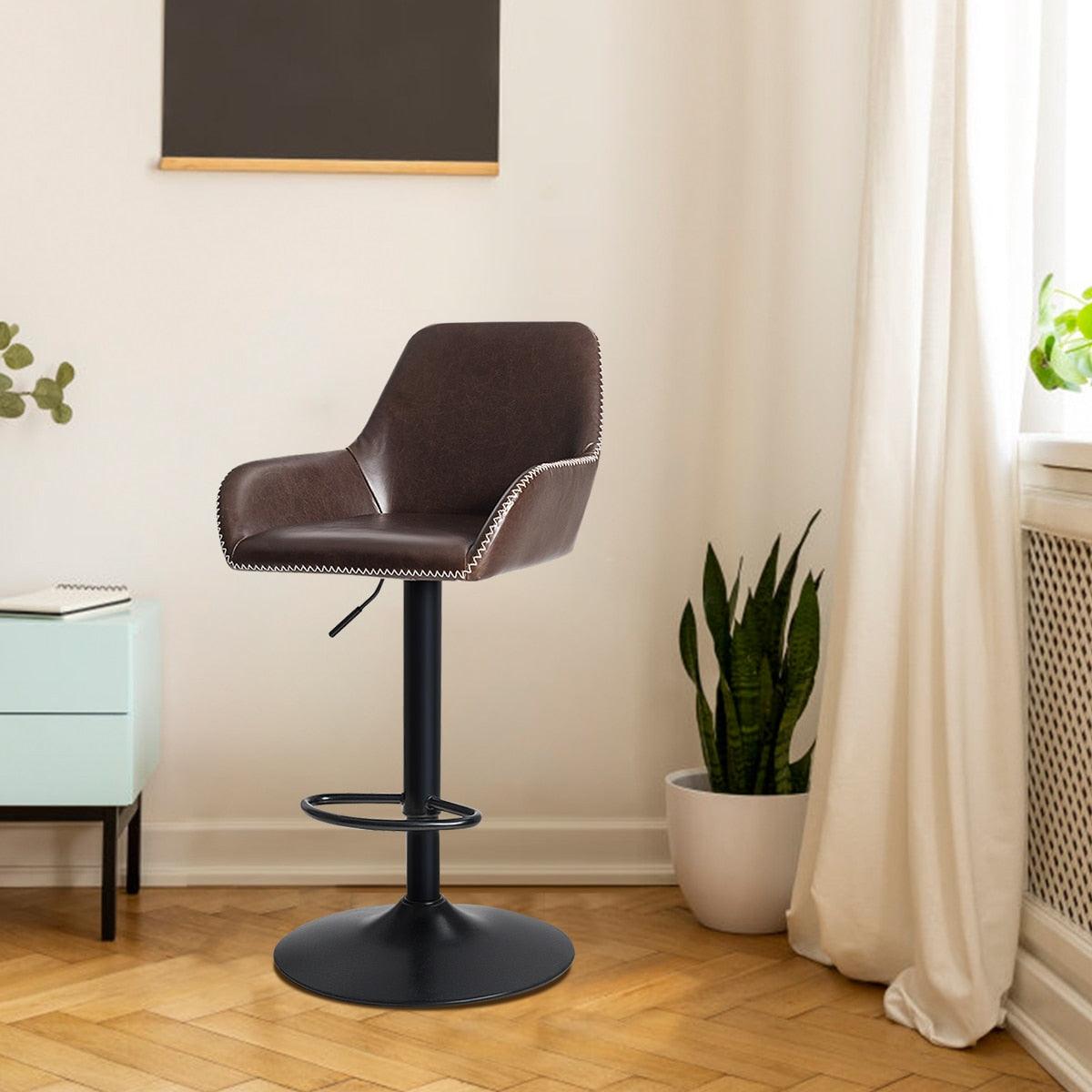 Modern Retro Adjustable Swivel Bar Stool Upholstered Chair (FW2)(1U67)
