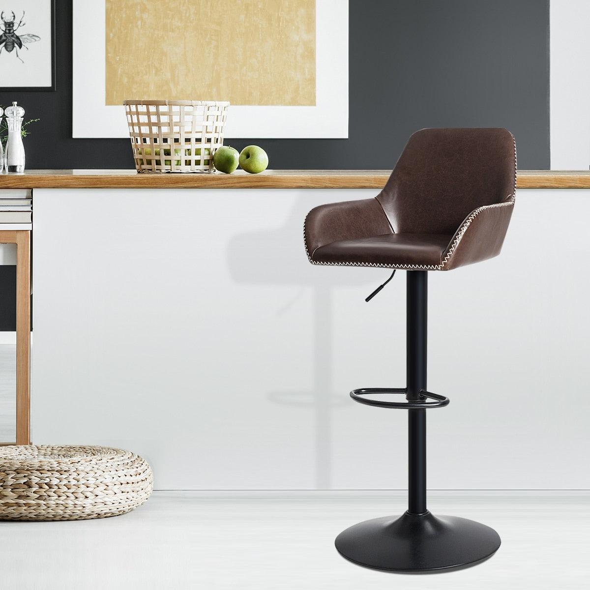 Modern Retro Adjustable Swivel Bar Stool Upholstered Chair (FW2)(1U67)