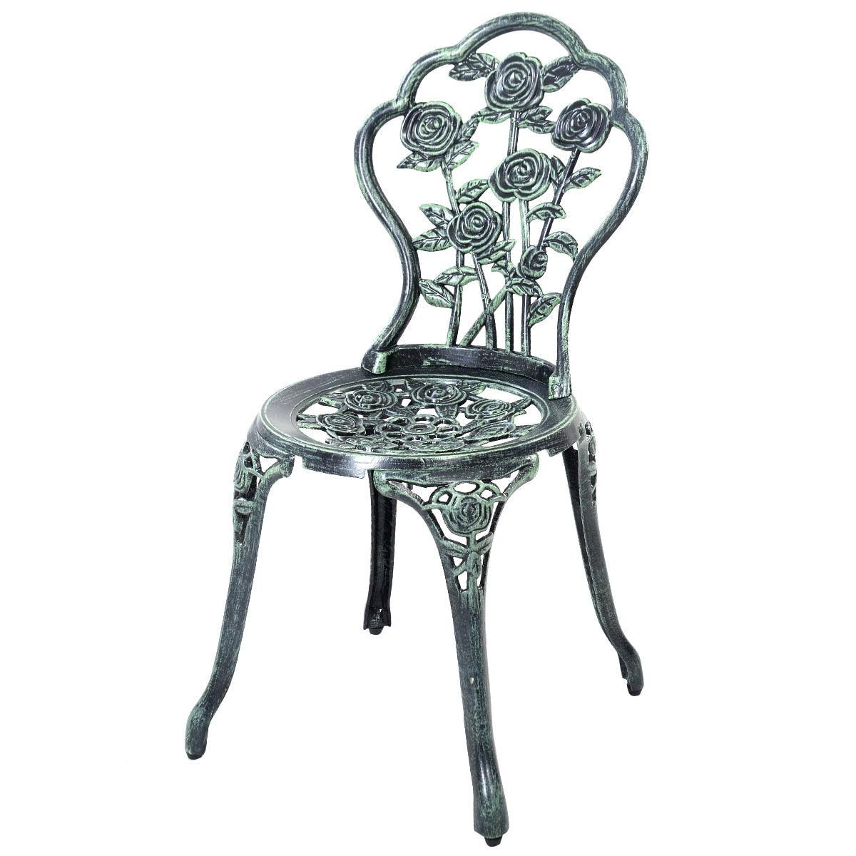 Patio Furniture Cast Aluminum Rose Design Bistro Set Antique Green (Green) (FW1)(1U67)