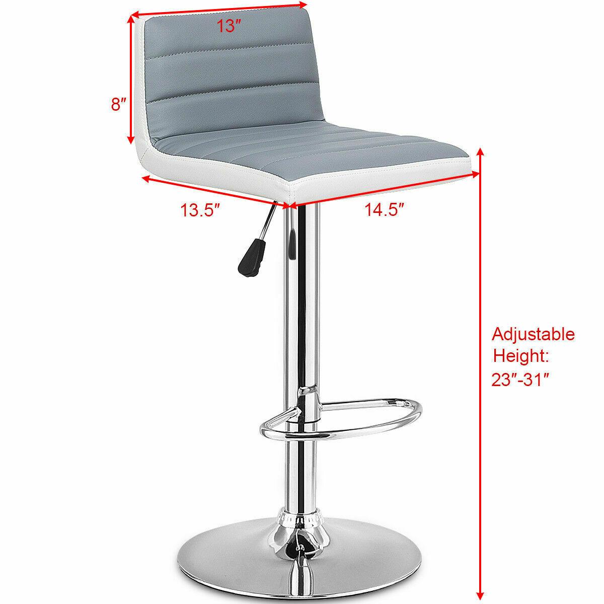 Set of 2 Bar Stools Adjustable Barstool PU Leather Swivel Pub Chairs Armless (FW2)(1U67)(F67)