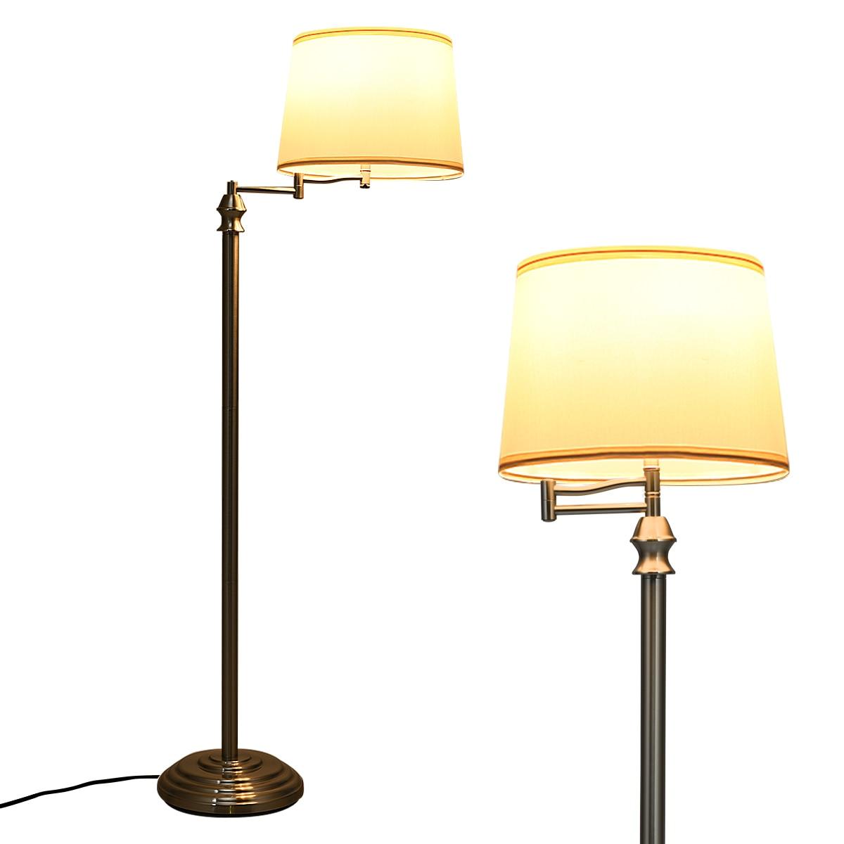 Swing Arm LED Floor Lamp Classic Lamp w/Hanging Fabric Lamp shade Bedroom Office (LL1)(1U58)