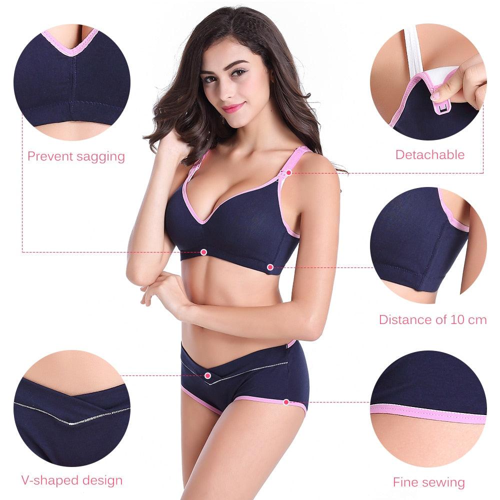 Cotton Maternity Nursing Bras Set - Pregnancy Women Underwear - Breast Feeding Bra (3Z2)(7Z2)(F6)
