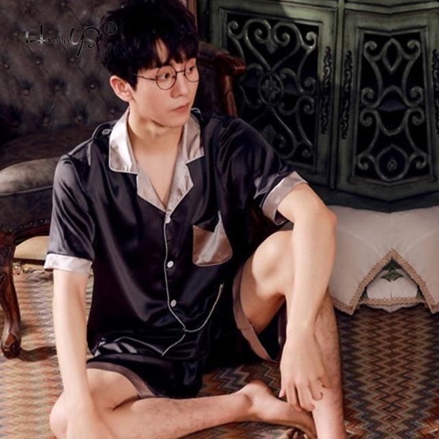 Great Couples Lovers Pajamas Sets - Summer Women & Men Silk Sleepwear Set - Top+ Pants (ZP3)(F90)
