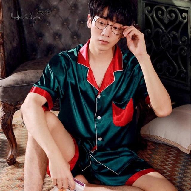 Great Couples Lovers Pajamas Sets - Summer Women & Men Silk Sleepwear Set - Top+ Pants (ZP3)(F90)