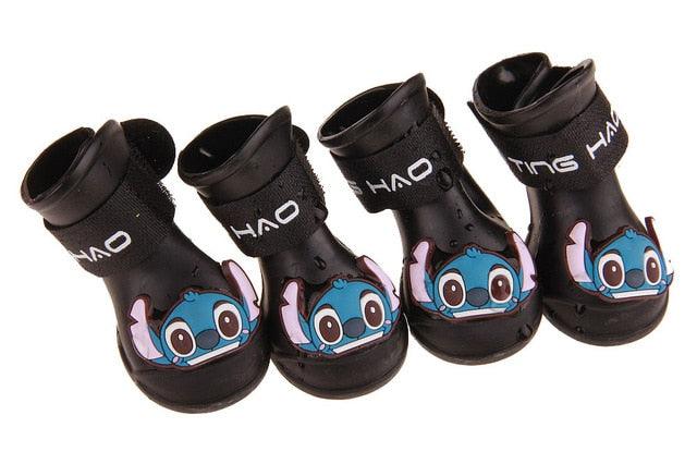 Cute Cartoon Kitty Small Dog Cat Rabbit Rain Boots Waterproof Anti-Slip Silicone Snow Shoes Booties (D69)(W8)