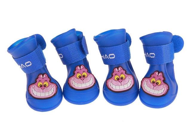 Cute Cartoon Kitty Small Dog Cat Rabbit Rain Boots Waterproof Anti-Slip Silicone Snow Shoes Booties (D69)(W8)