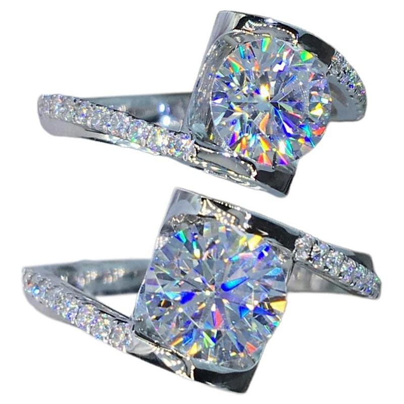 Cute Female Small Zircon Stone Ring Silver Color Wedding Jewelry Promise Engagement Rings (7JW)1(2U81)