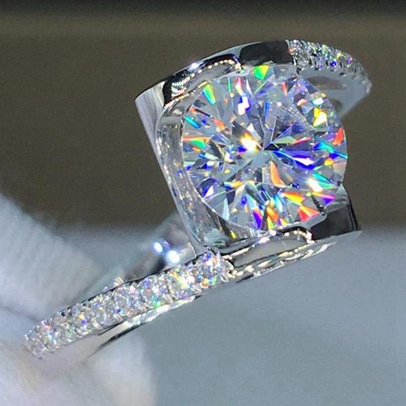Cute Female Small Zircon Stone Ring Silver Color Wedding Jewelry Promise Engagement Rings (7JW)1(2U81)