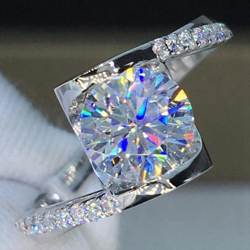 Cute Female Small Zircon Stone Ring Silver Color Wedding Jewelry Promise Engagement Rings (7JW)1(2U81)