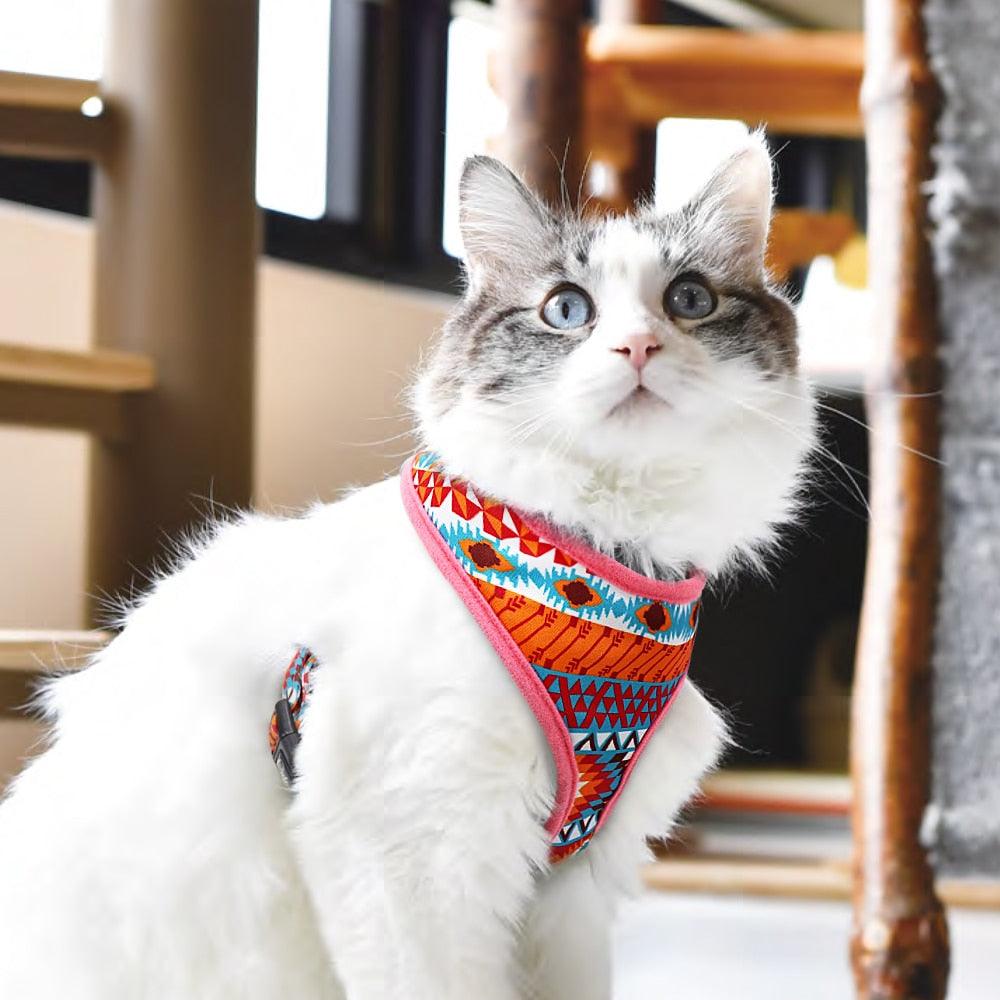 Cute Puppy Cat Harness Adjustable Printed Pet Harness Vest For Small Medium Dogs (3W1)(F70)