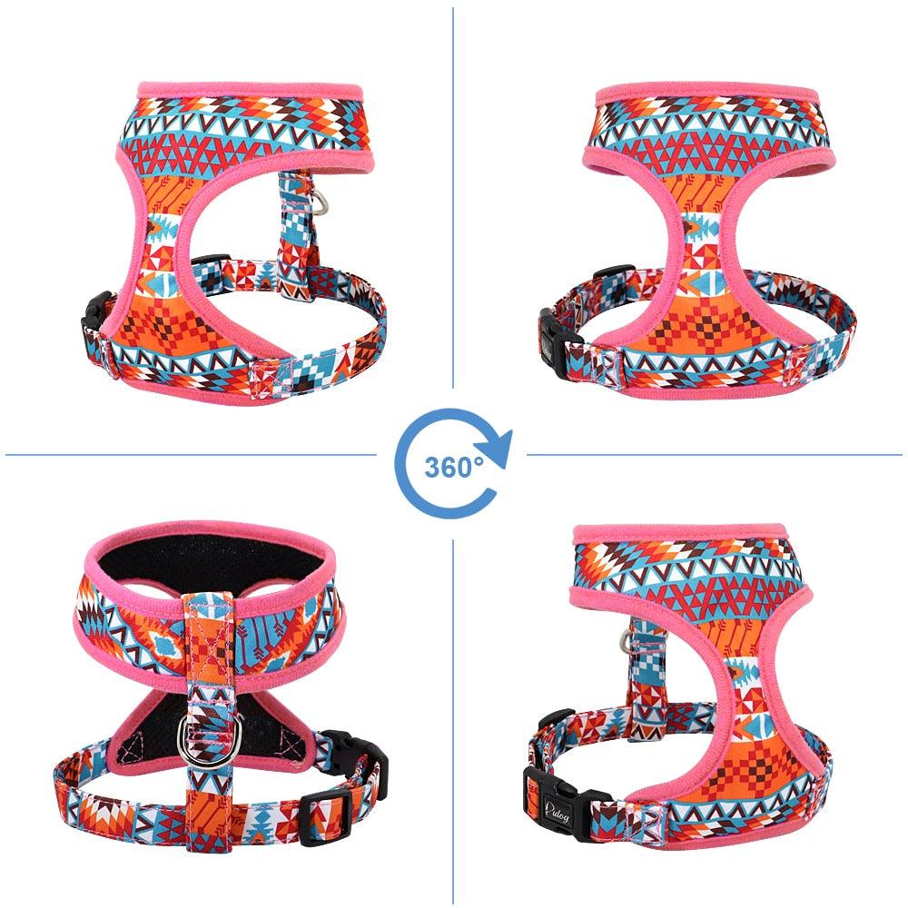Cute Puppy Cat Harness Adjustable Printed Pet Harness Vest For Small Medium Dogs (3W1)(F70)