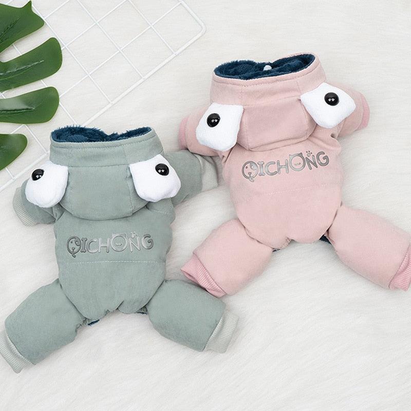 Cute Winter Dog Clothes - Warm Overalls - Dogs Teddy Chihuahua Jumpsuit Fleece Hoodies With Big (2U69)