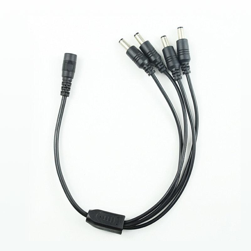 DC Power 4 Way Power Splitter Cable 1 Male to 4 Female Cable for Security CCTV Dome Camera Bullet Camera 5.5 X2.1mm Power Cable (MC8)