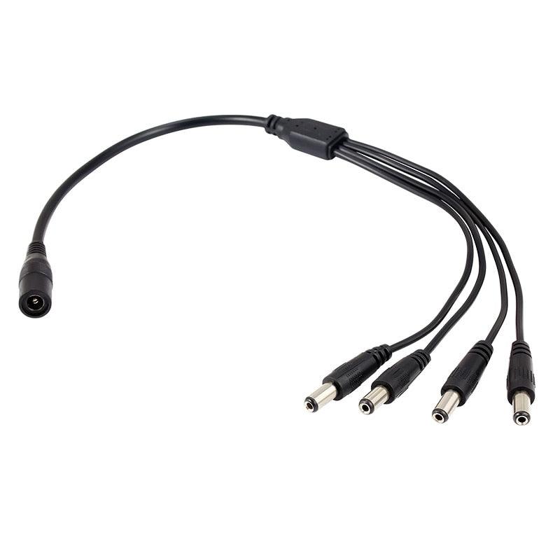DC Power 4 Way Power Splitter Cable 1 Male to 4 Female Cable for Security CCTV Dome Camera Bullet Camera 5.5 X2.1mm Power Cable (MC8)