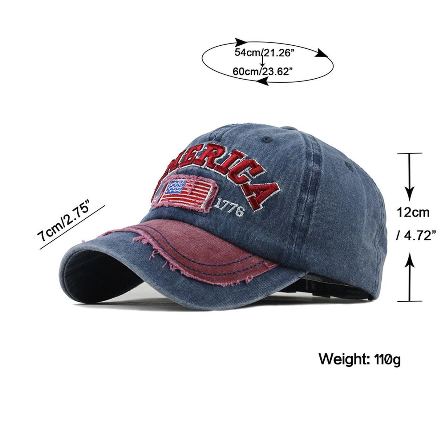 overs Cap - Baseball Cap - Men's Caps Letter Washed Cotton Vintage (2U102)