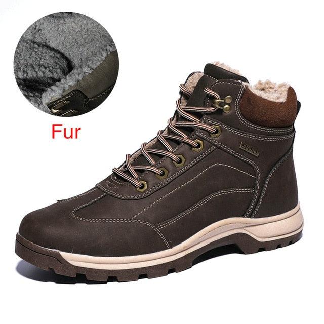 Winter Genuine Leather Ankle Men's Boots - Fur Plush Warm Men Casual Boots (MSB4)(MSB5)(F16)(F13)