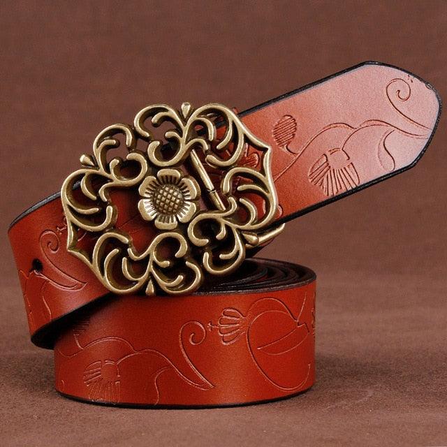 Great Women Genuine Leather Belt - Jeans Luxury High Quality Belts (4WH1)