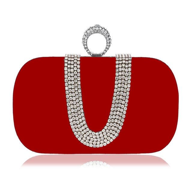 Gorgeous Evening Elegant Ladies Luxury U-shaped Diamond Clutch Purse - Wedding Party (WH1)(WH5)(F43)