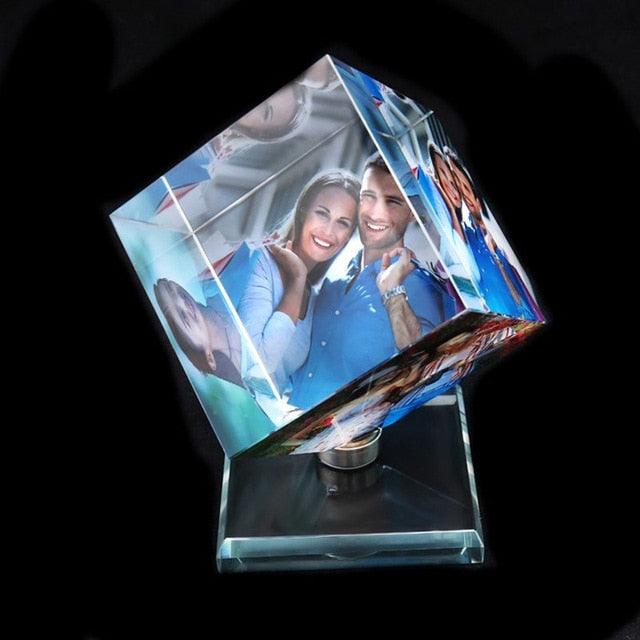 Amazing Rotating Square Shaped Crystal Photo Frame Customized Color Printing Picture Frames Glass (D62)(AD3)