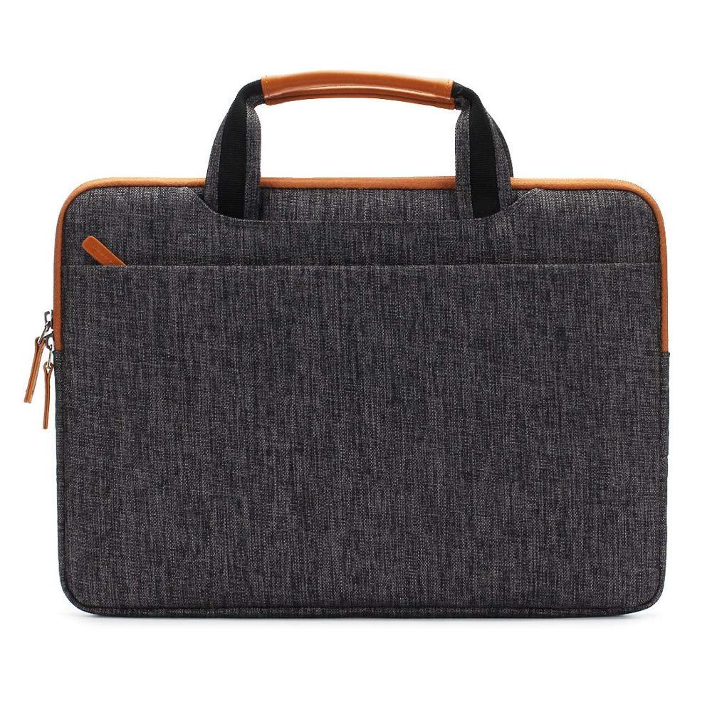 13 14 15.6 17.3 Inch Multi-Functional Laptop Sleeve Business Briefcase Messenger Bag with USB Charging Port Brown Grey (CA4)(F52)
