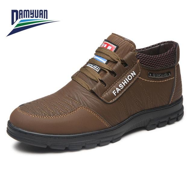 Genuine Leather Shoes - Men Comfortable Waterproof Non-Slip Outdoor Casual Shoes (1U12)