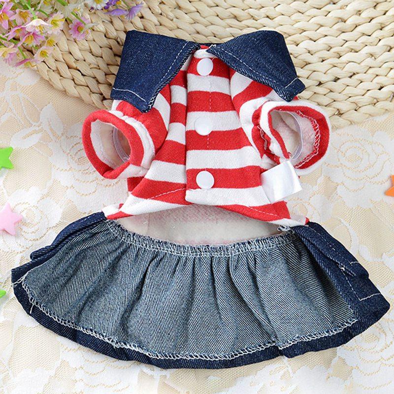 Denim Dog Dress Striped Cat Dog Bib Winter Autumn Cowboy Clothes For Pet (2U75)