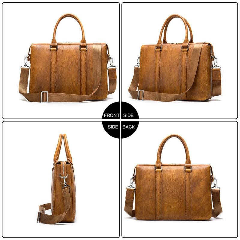 Designer Men's Briefcases - Cow Leather Shoulder Bags - Vintage Crossbody Bags (D78)(LT4)