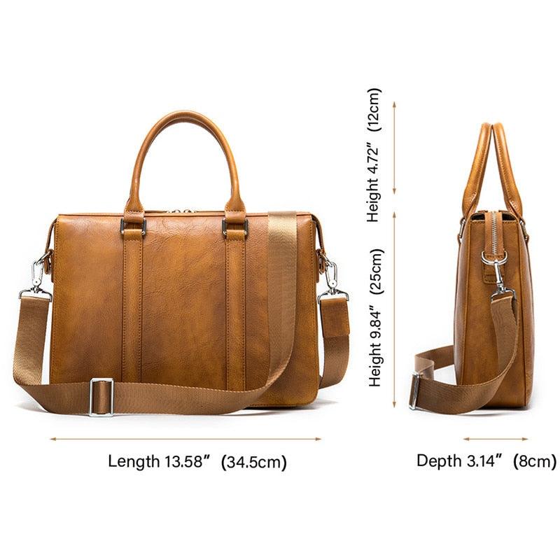 Designer Men's Briefcases - Cow Leather Shoulder Bags - Vintage Crossbody Bags (D78)(LT4)