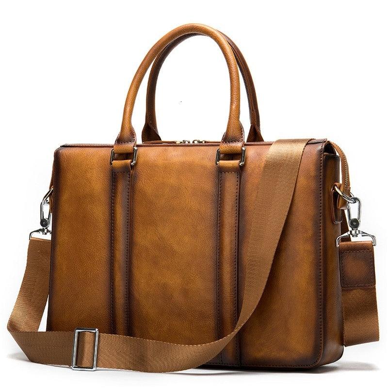Designer Men's Briefcases - Cow Leather Shoulder Bags - Vintage Crossbody Bags (D78)(LT4)
