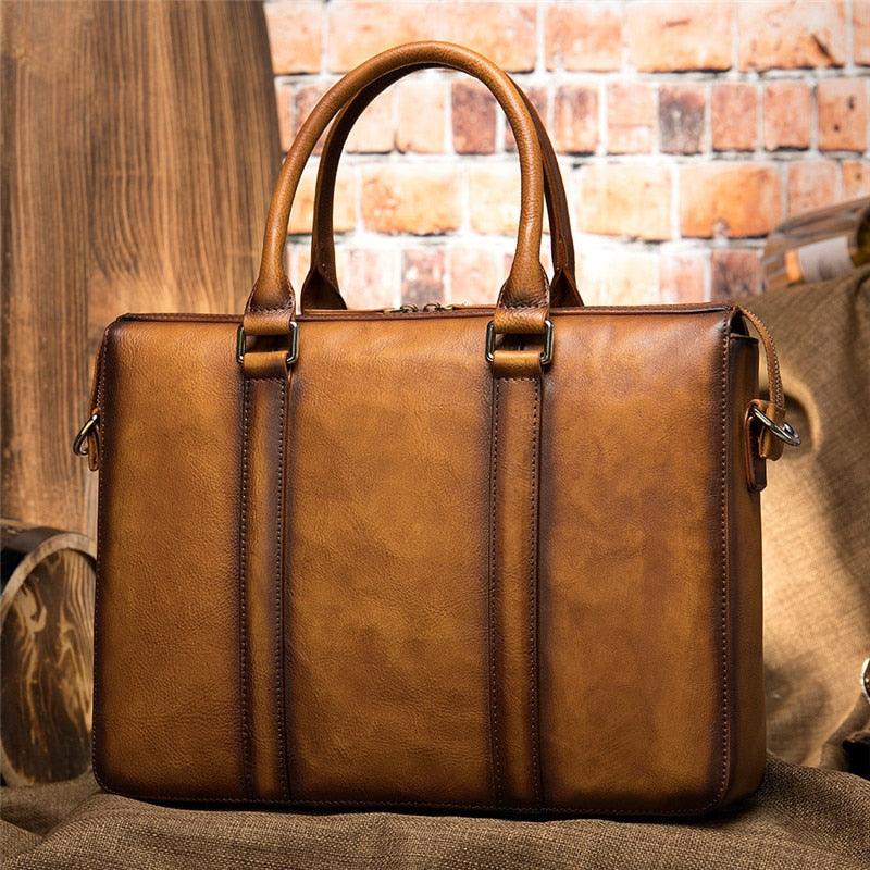 Designer Men's Briefcases - Cow Leather Shoulder Bags - Vintage Crossbody Bags (D78)(LT4)