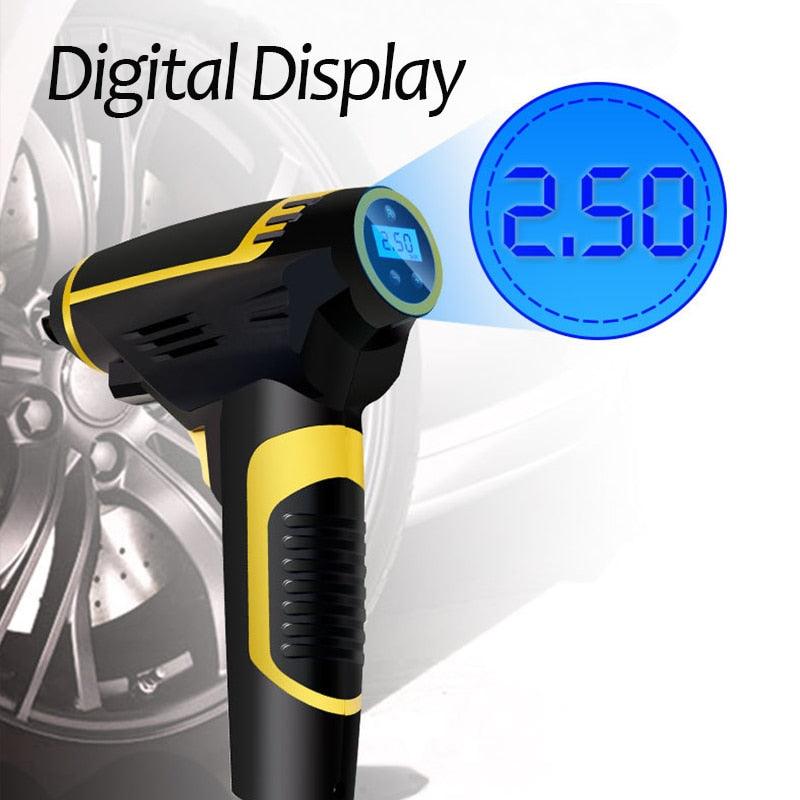 Great Digital LED Smart Car Air Compressor Pump - Portable Handheld Car Tire Inflator - Electric 150 PSI (7WH1)(F89)
