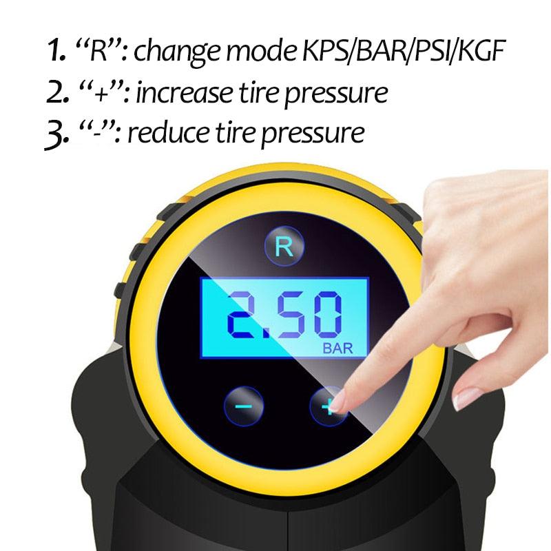 Great Digital LED Smart Car Air Compressor Pump - Portable Handheld Car Tire Inflator - Electric 150 PSI (7WH1)(F89)
