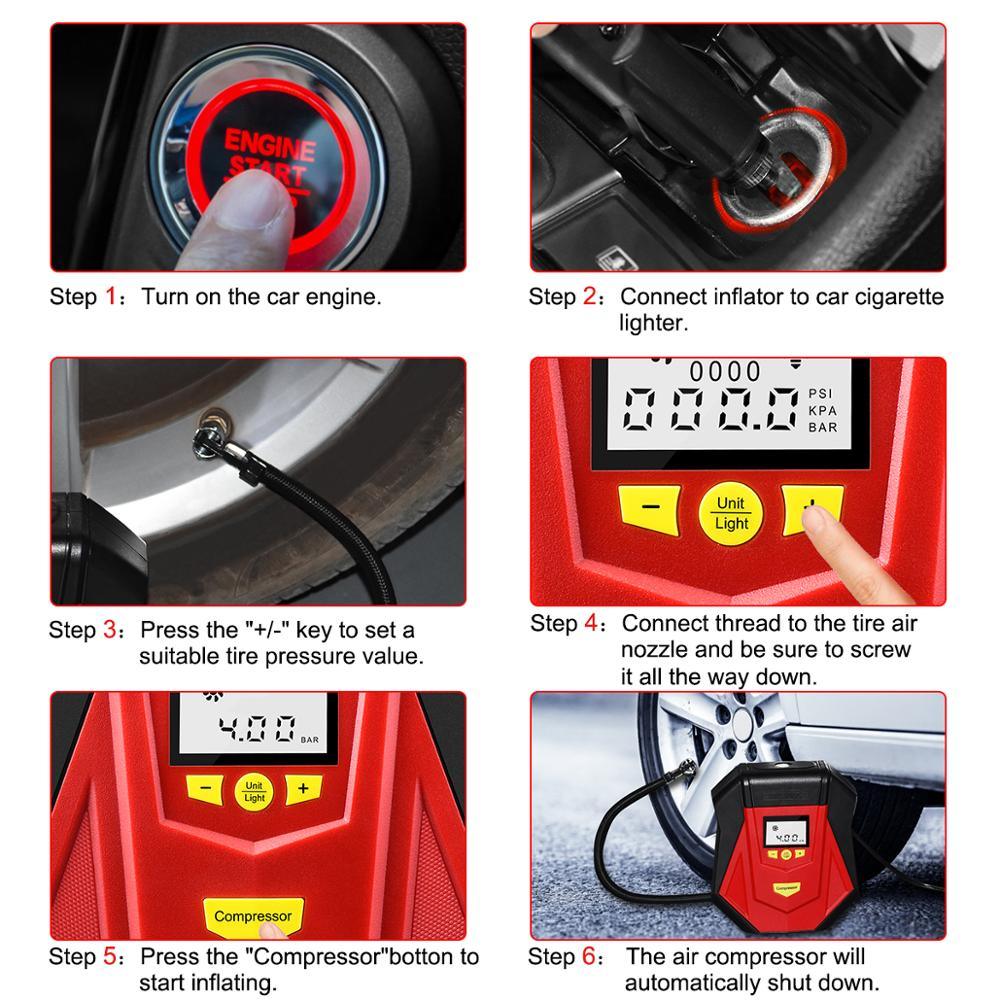 Digital Tire Inflator Portable Air Compressor with LCD Display (CT6)(3U60)