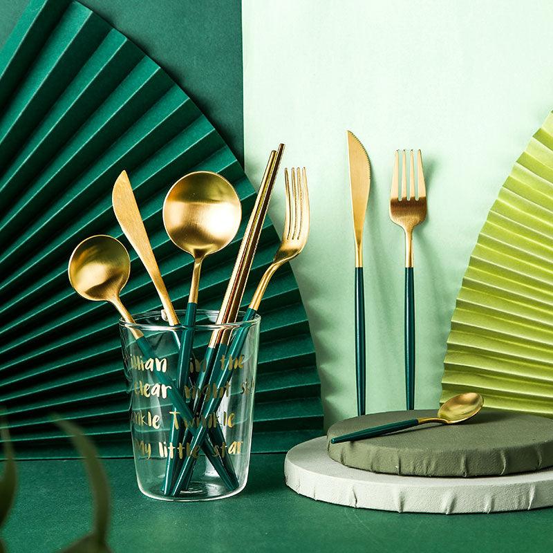 Dinnerware Set Stainless Steel Cutlery Set Fork Steak Knife Set Coffee Spoon Teaspoon Flatware (AK6)(F61)