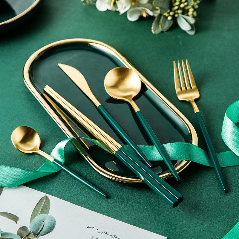 Dinnerware Set Stainless Steel Cutlery Set Fork Steak Knife Set Coffee Spoon Teaspoon Flatware (AK6)(F61)