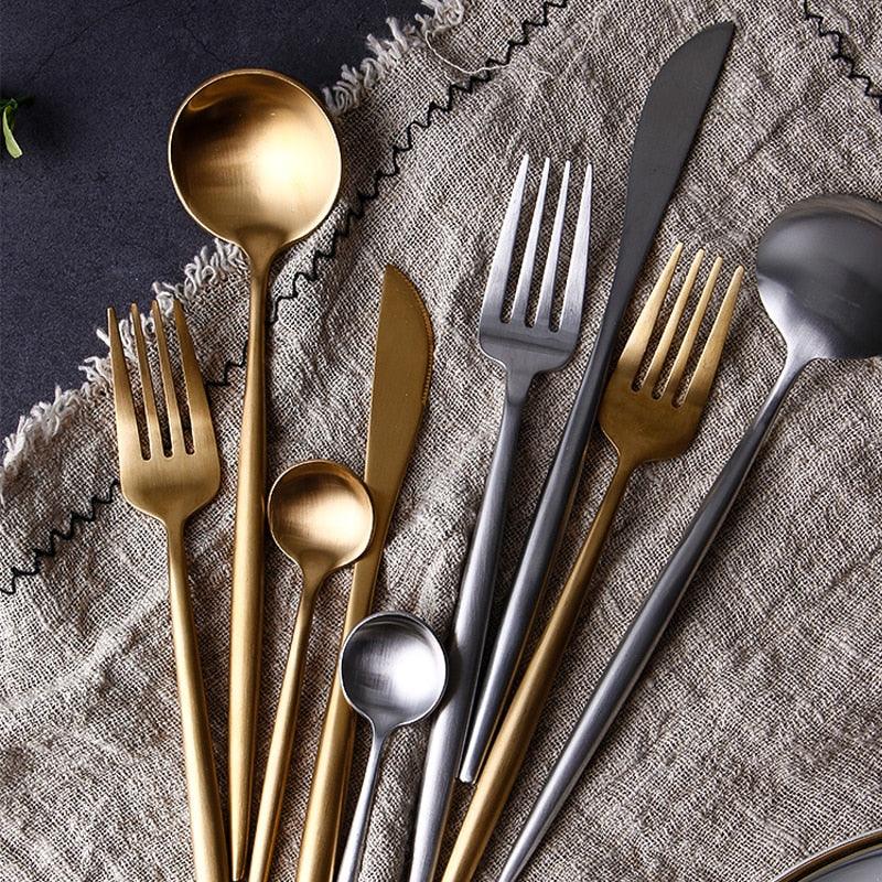 Dinnerware Set 304 Stainless Steel Cutlery Set - Steak Knife Fork Set Coffee Spoon Teaspoon Flatware (AK6)(F61)
