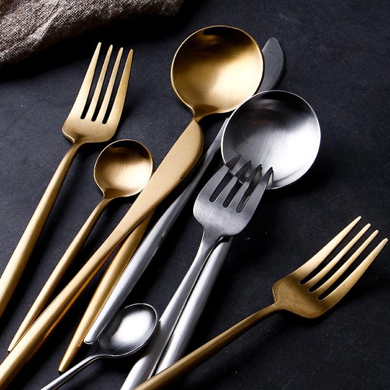 Dinnerware Set 304 Stainless Steel Cutlery Set - Steak Knife Fork Set Coffee Spoon Teaspoon Flatware (AK6)(F61)