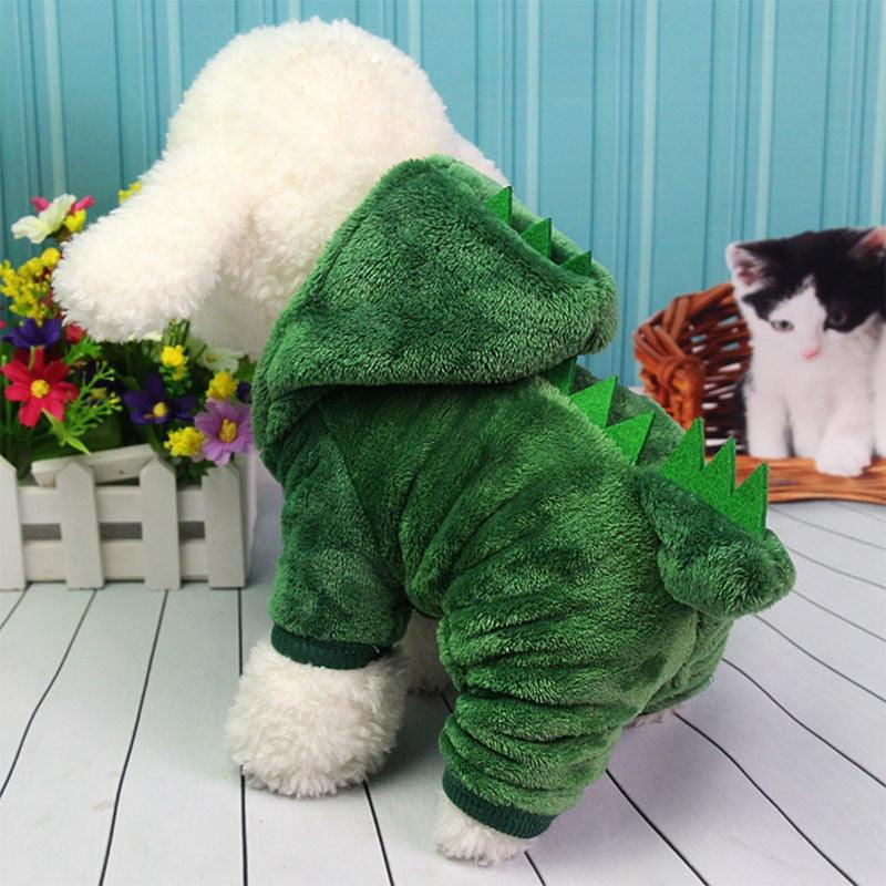 Great Dinosaur Coat Dog Clothes - Winter French Bulldog Jacket Cartoon Dog - Halloween Costume (D69)(W2)