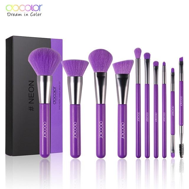 10/15 Pcs Purple Makeup Brushes Synthetic Hair Professional Powder eye Blending Contour Make up Brushes (M5)(1U86)