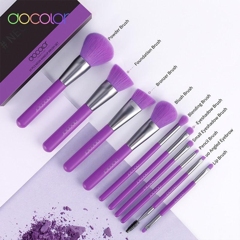 10/15 Pcs Purple Makeup Brushes Synthetic Hair Professional Powder eye Blending Contour Make up Brushes (M5)(1U86)