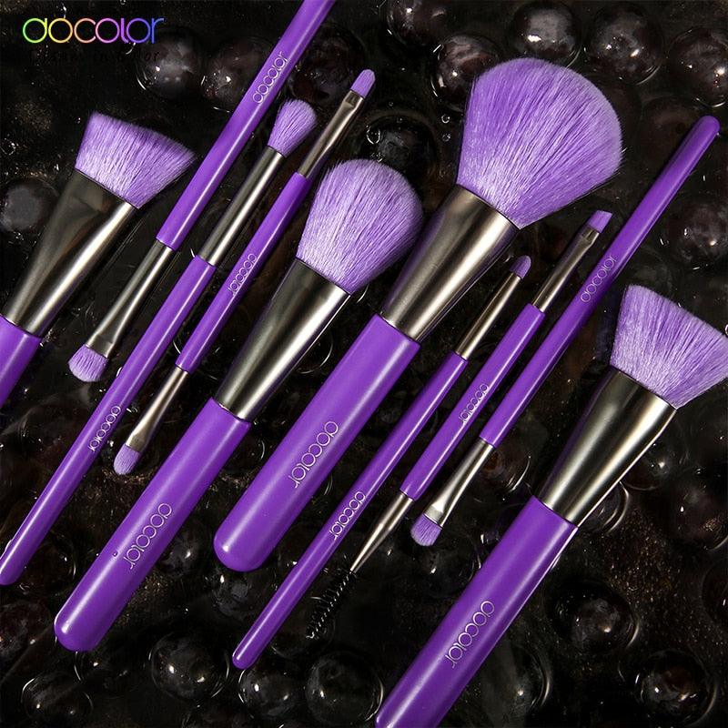 10/15 Pcs Purple Makeup Brushes Synthetic Hair Professional Powder eye Blending Contour Make up Brushes (M5)(1U86)
